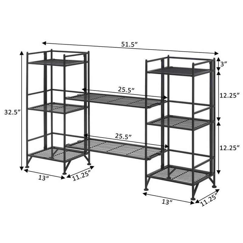 Convenience Concepts Xtra Storage 3 Tier Folding Metal Shelves with Set of 2 Extension Shelves