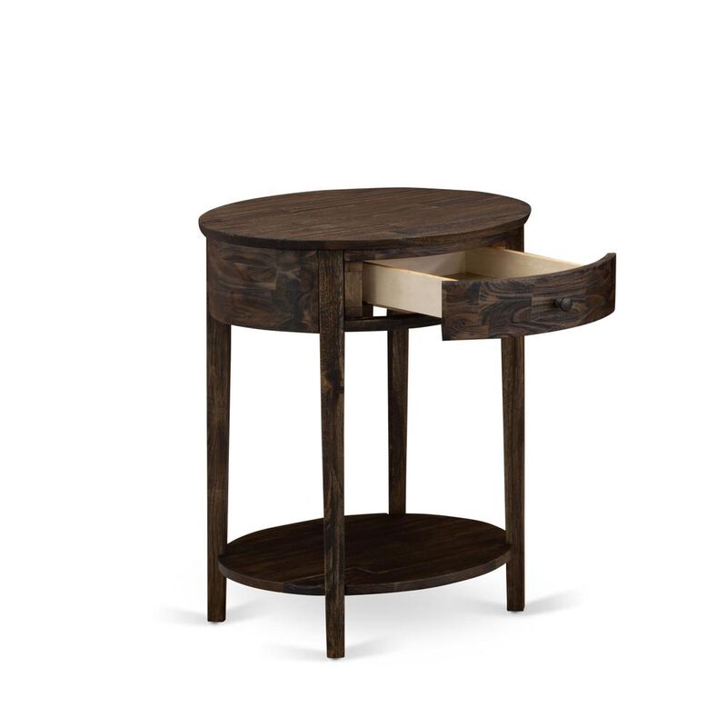 Small End Table with 1 Wood Drawer, Stable and Sturdy Constructed - Distressed Jacobean Finish