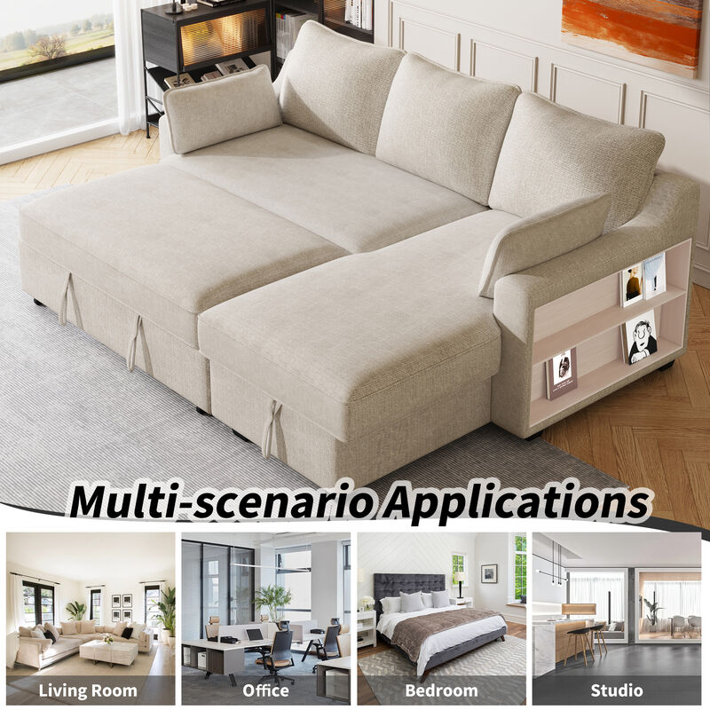 Merax Pull Out Sleeper Sofa with Storage Chaise