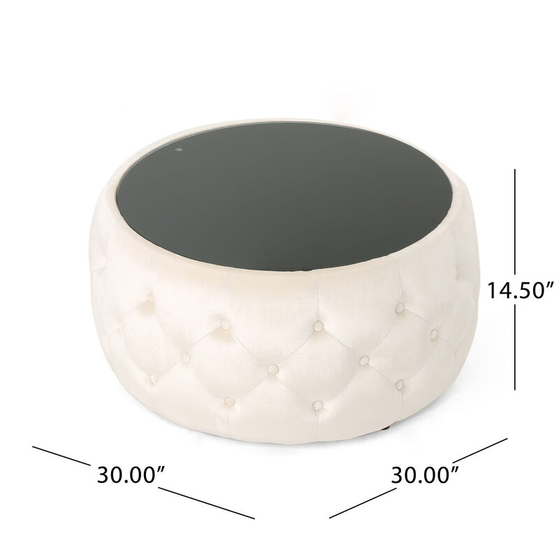 Merax Round Ottoman with Glass Top
