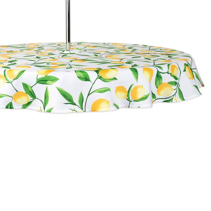 60" Zippered Round Outdoor Tablecloth with Lemon Bliss Print Design