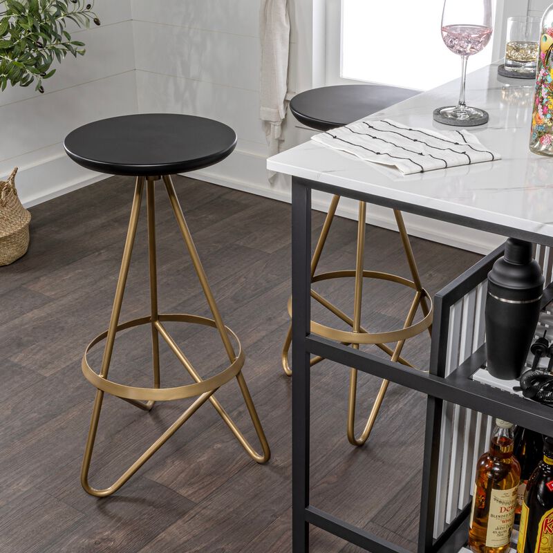 Spiroa 30" Modern Industrial Metal Backless Circular Bar Stool