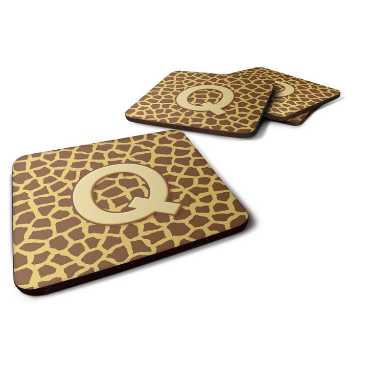 Caroline's Treasures CJ1025-QFC Monogram-Giraffe Foam Coasters (Set of 4), Initial Letter Q, 3.5 H x 3.5 W, Multicolor