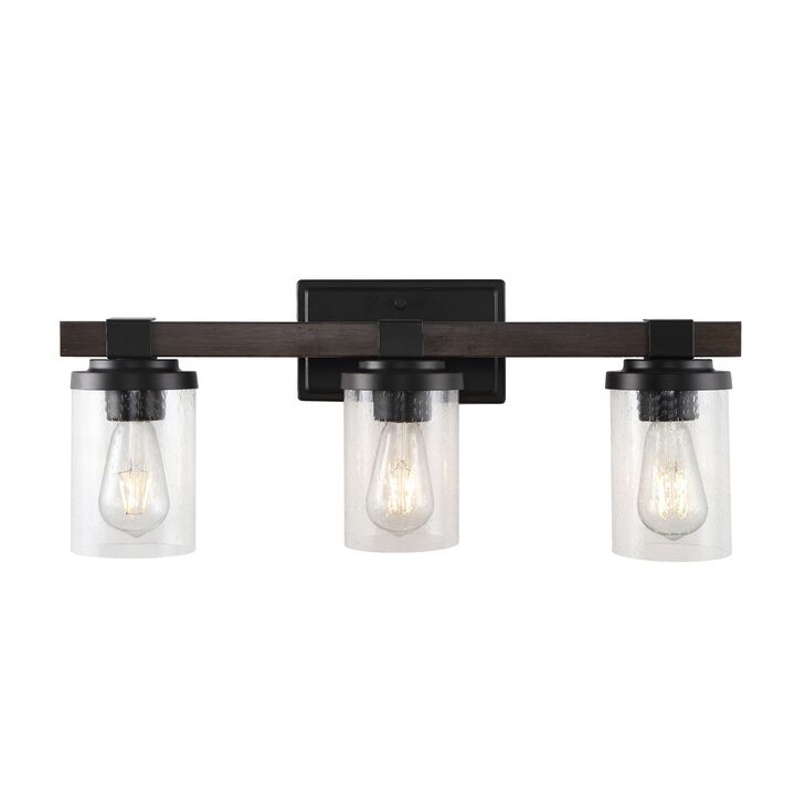 Bungalow Iron/Seeded Glass Rustic Farmhouse LED Vanity Light