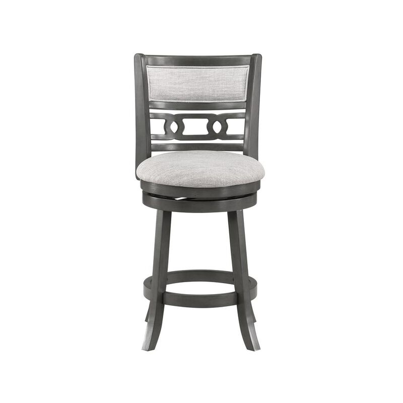 New Classic Furniture Gia 24 Solid Wood Swivel Counter Stool with Fabric Seat in Gray