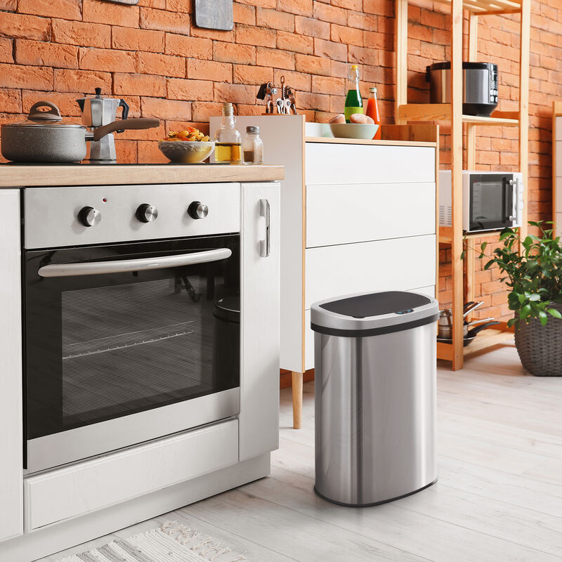 13 Gallon Stainless Steel Oval Kitchen Trash Can