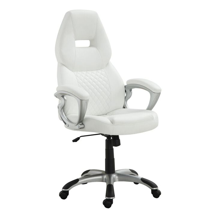 Leather, Sporty Executive High Back Office Chair, White-Benzara