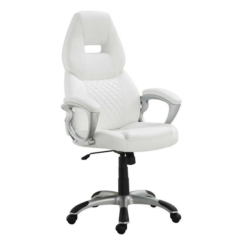 Leather, Sporty Executive High Back Office Chair, White-Benzara