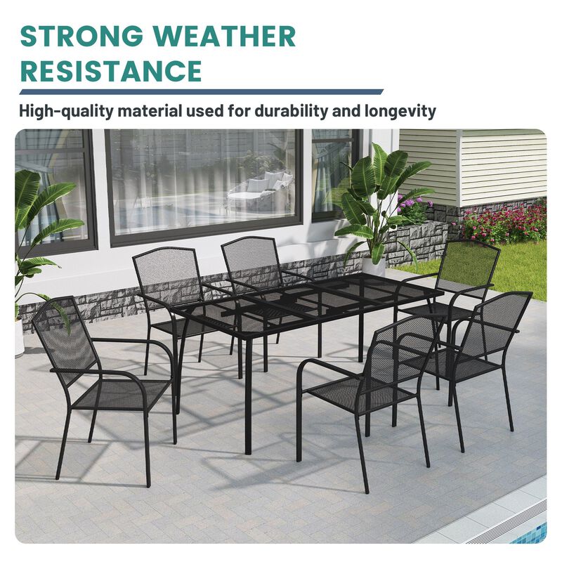 MONDAWE Extra Large Steel Mesh Table All-Weather Rectangle Dining Table  For Patios