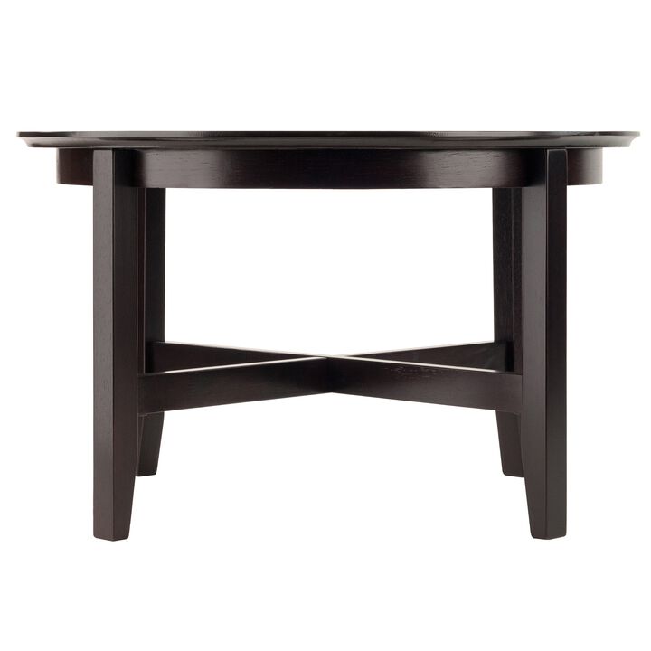 Winsome Elegant Ergode Wood Toby Round Coffee Table - Durable Solid Wood, 30" Diameter, Rich Espresso Finish, Shaker Style Legs, X Cross Stretcher, Assembly Required