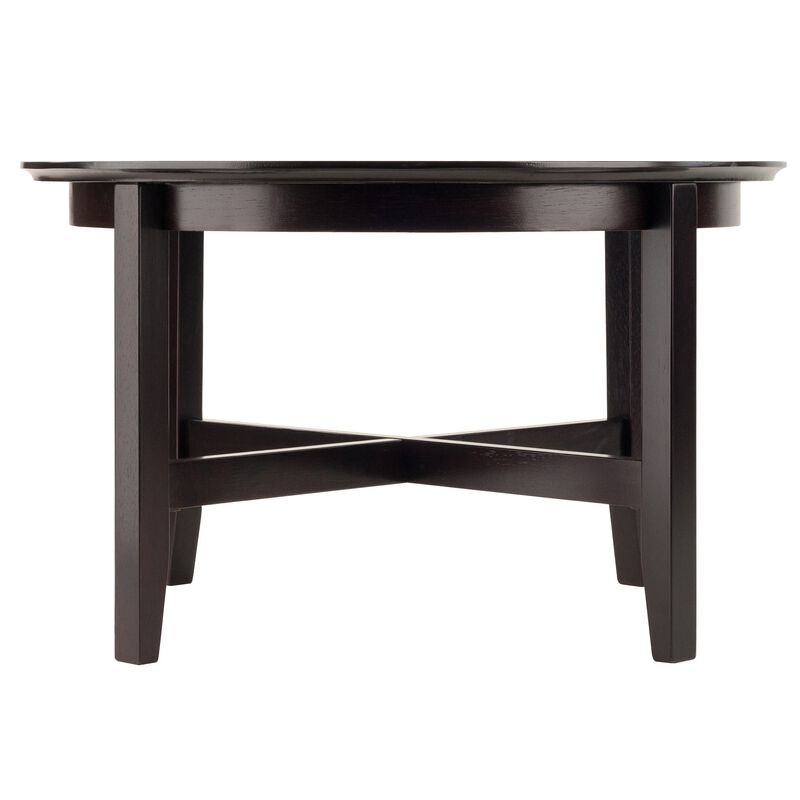 Winsome Elegant Ergode Wood Toby Round Coffee Table - Durable Solid Wood, 30" Diameter, Rich Espresso Finish, Shaker Style Legs, X Cross Stretcher, Assembly Required