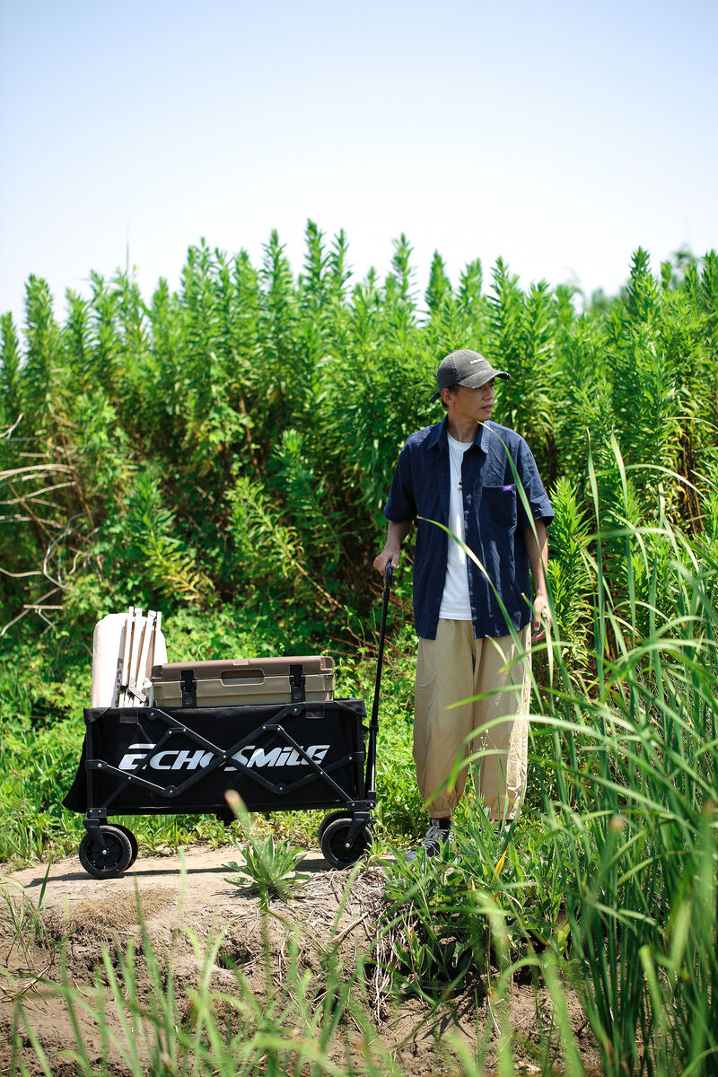 EchoSmile 4.54 cu. ft. Fabric Portable Garden Cart with Adjustable Rolling Wheels in Black