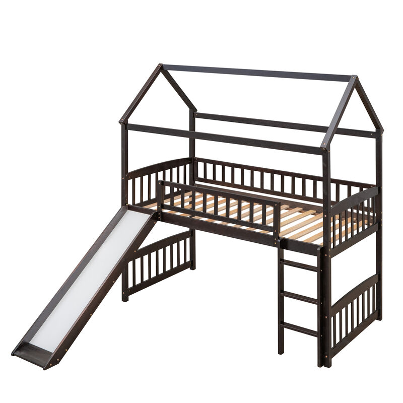 Twin Loft Bed With Slide, House Bed With Slide