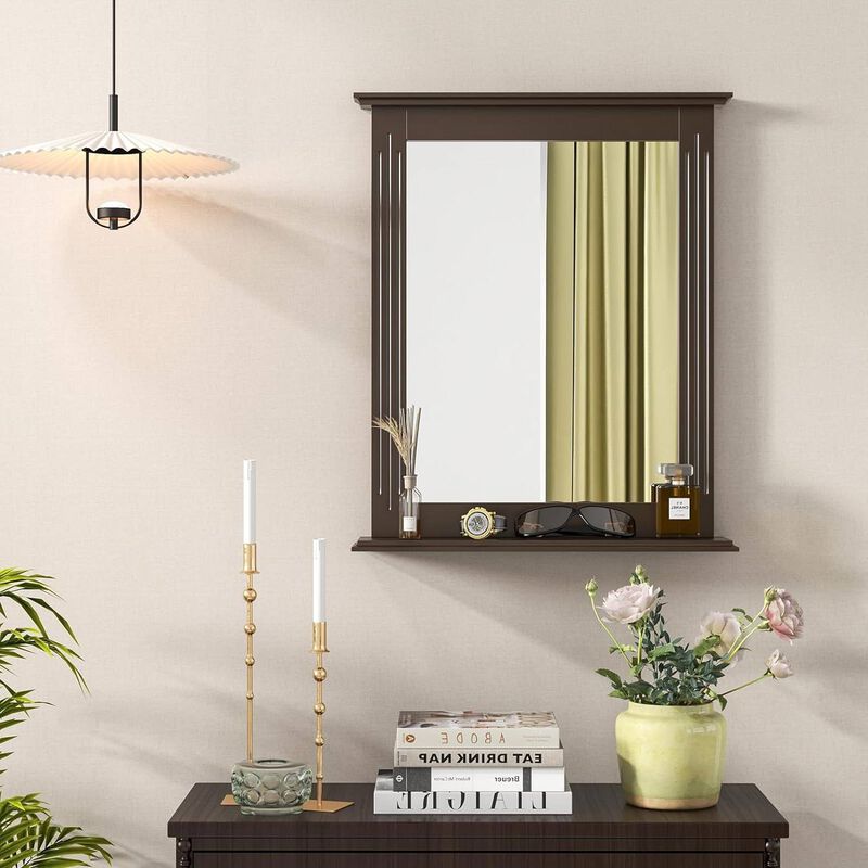 Bathroom Wall Mirror with Shelf for Storage and Bathroom Decor