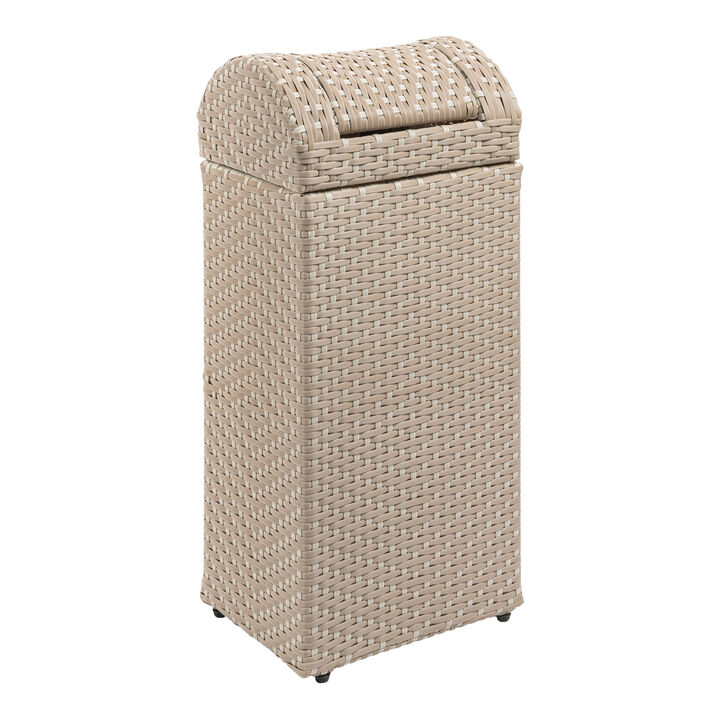 Darla All-Weather Wicker/Metal Swing Top Hideaway Outdoor Trash Can