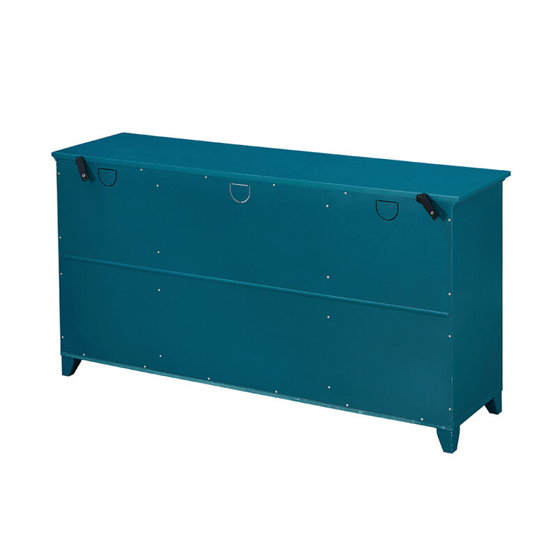 60" Sideboard Buffet Table With 2 Doors, Storage Cabinet With Adjustable Shelves, Teal