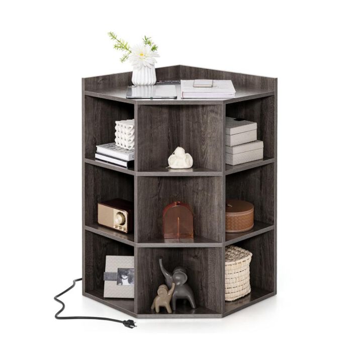 Hivvago 3-Tier Corner Cabinet with Charging Station for Bedroom