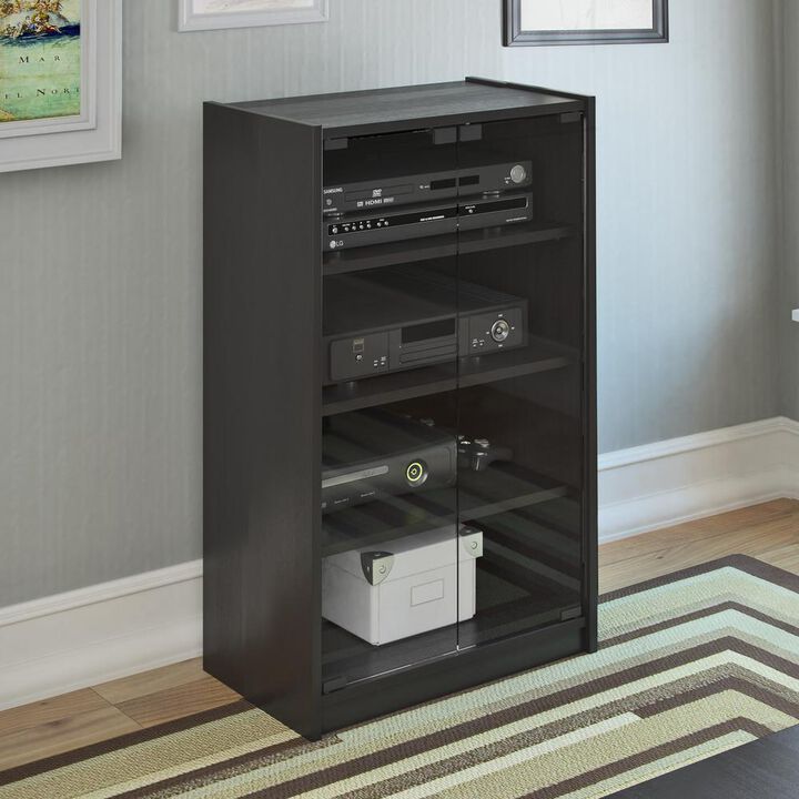 CorLiving Wide Ravenwood Black Component Stand