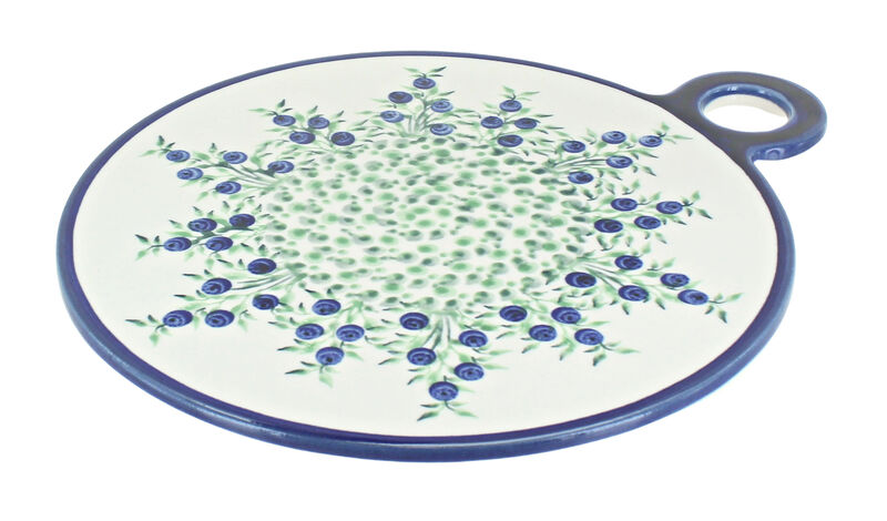 Blue Rose Polish Pottery Country Meadow Round Cutting Board