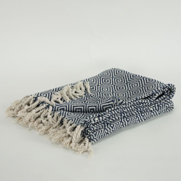 Navy/Natural 50" x 60" Throw Blanket