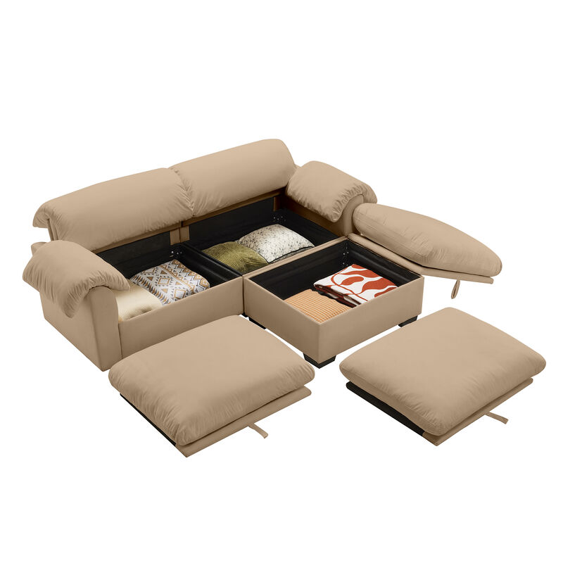 Merax Loveseat Sofa with Storage Reversible Ottoman