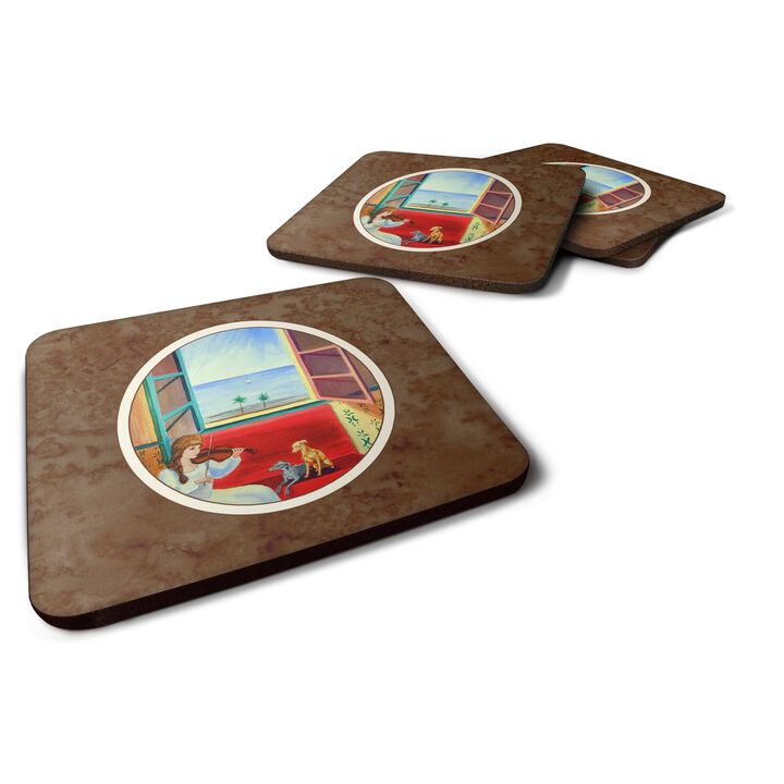 Caroline's Treasures 7126FC Italian Greyhounds And Violinist Foam Coasters (Set of 4), 3.5, Multicolor