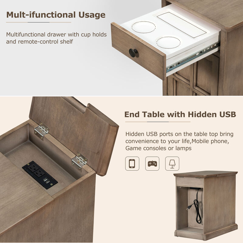 Merax Classic Multifunctional End Table with USB Ports
