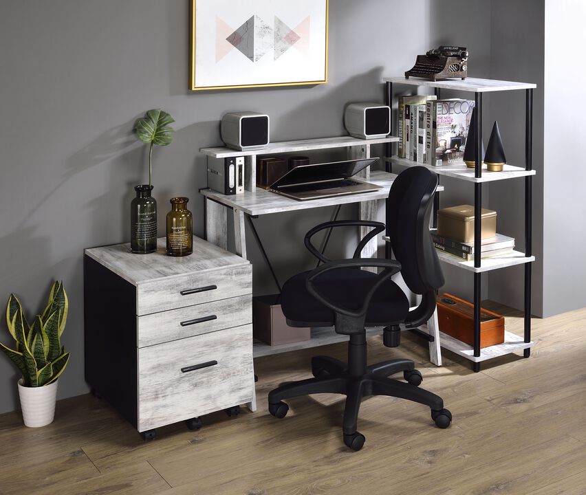 ACME Nypho Writing Desk, Antique White & Black Finish