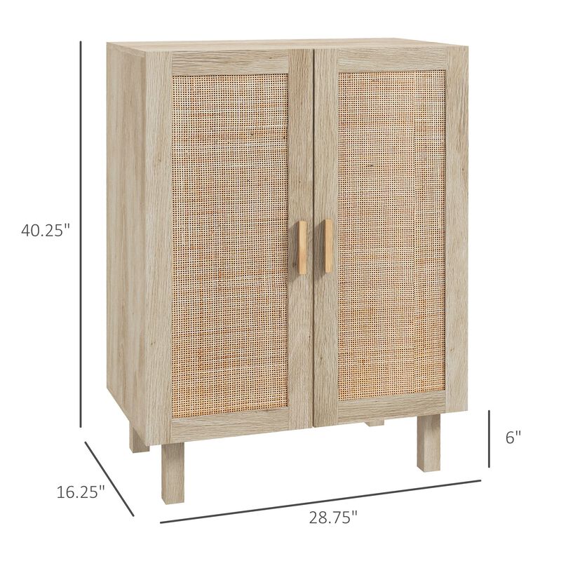 Natural Rattan Kitchen Buffet: 2-Door, Adjustable Shelves