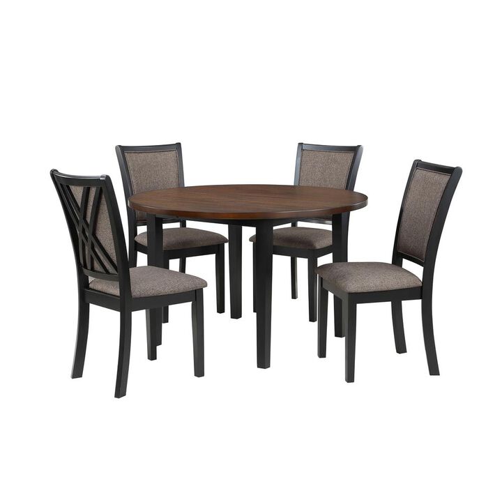 New Classic Furniture Potomac 48 Round Dining Table & 4 Chairs-Brown/Black