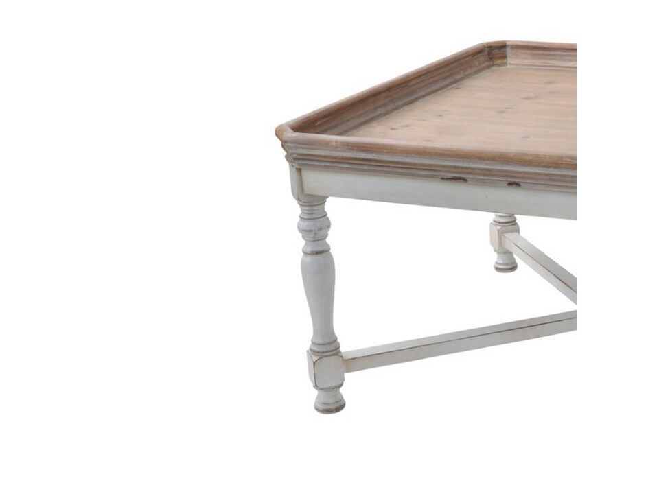 Square Shaped Wooden Coffee Table With Beveled Edges, Brown & Gray-Benzara