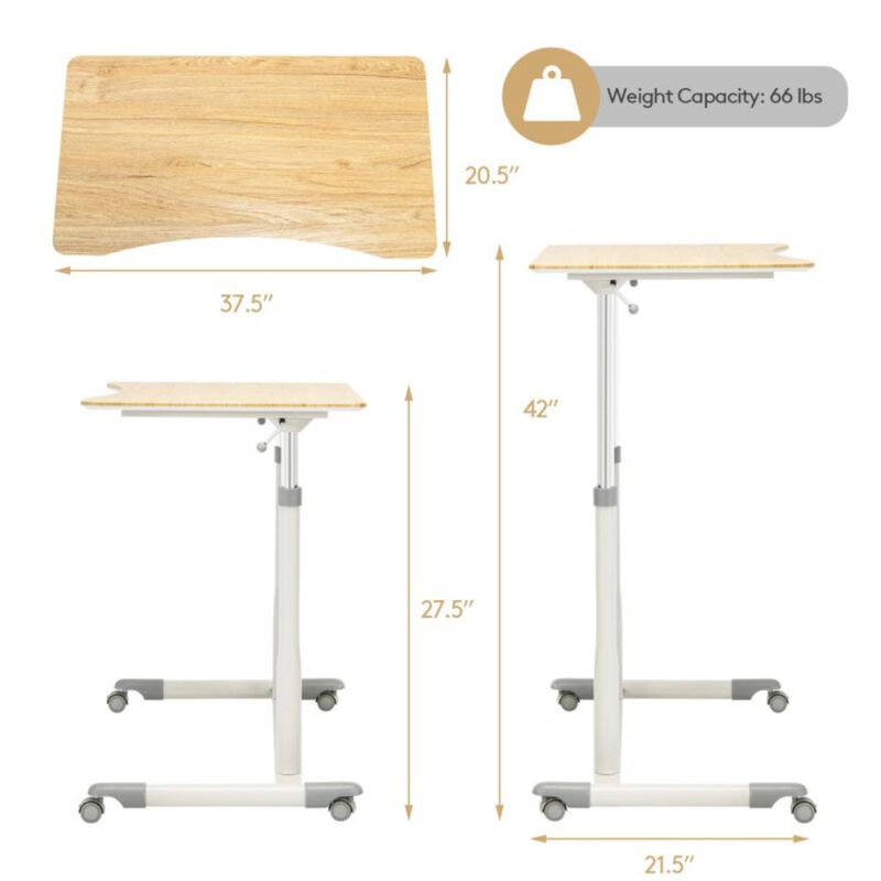 Hivvago Height Adjustable Computer Desk Sit to Stand Rolling Notebook Table