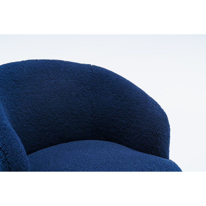 Teddy Fabric Swivel Accent Armchair Barrel Chair With Powder Coating Metal Ring, Dark
