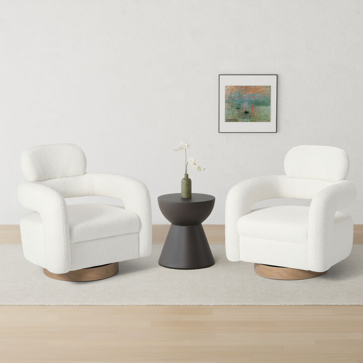 WestinTrends Mid-Century Modern Sherpa Swivel Barrel Accent Chair (Set of 2)