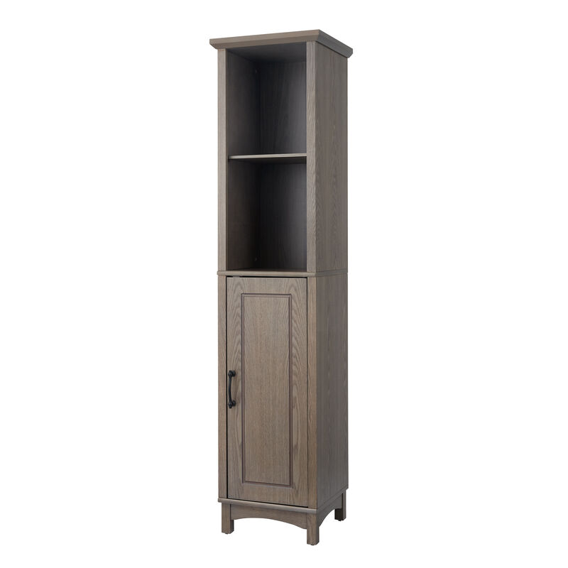 Teamson Home Russell Farmhouse Wooden Linen Tower Cabinet, Salt Oak