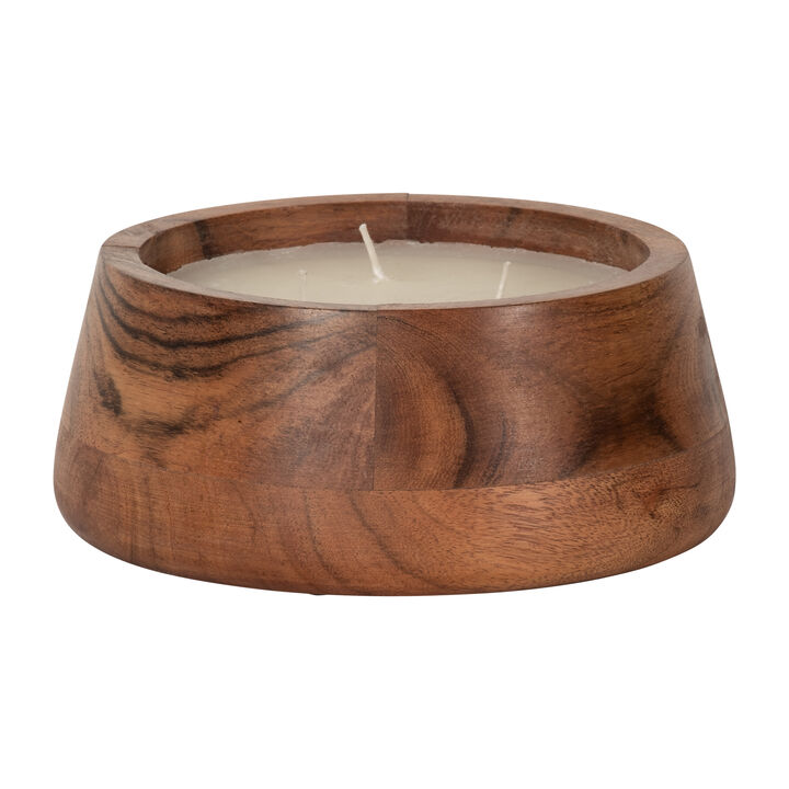 6" 11 Oz Vanilla Wood Bowl Candle