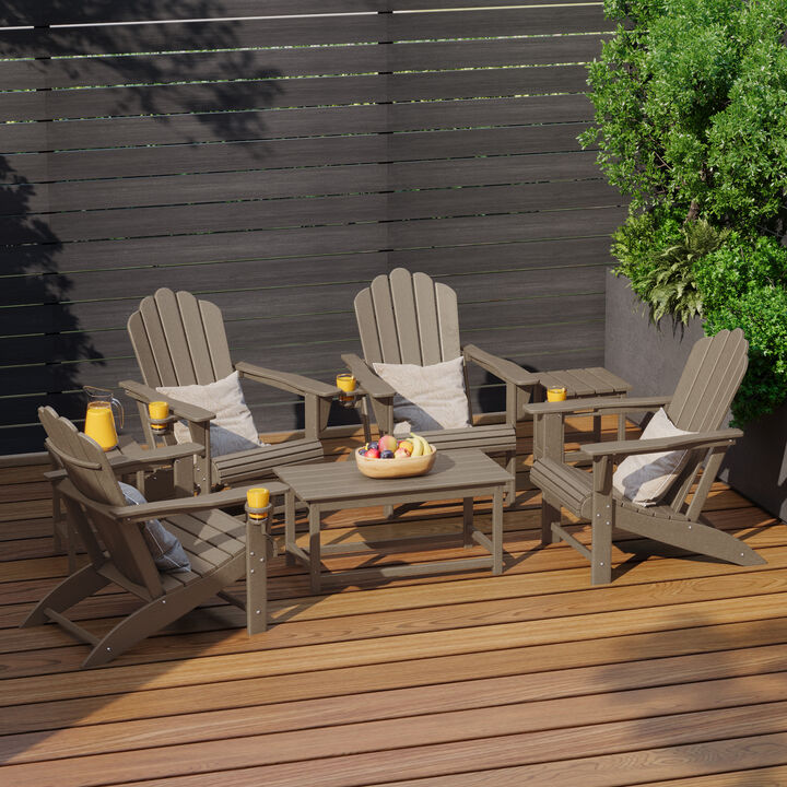 WestinTrends 7-Piece HDPE Outdoor Patio Furniture Adirondack Conversation Set