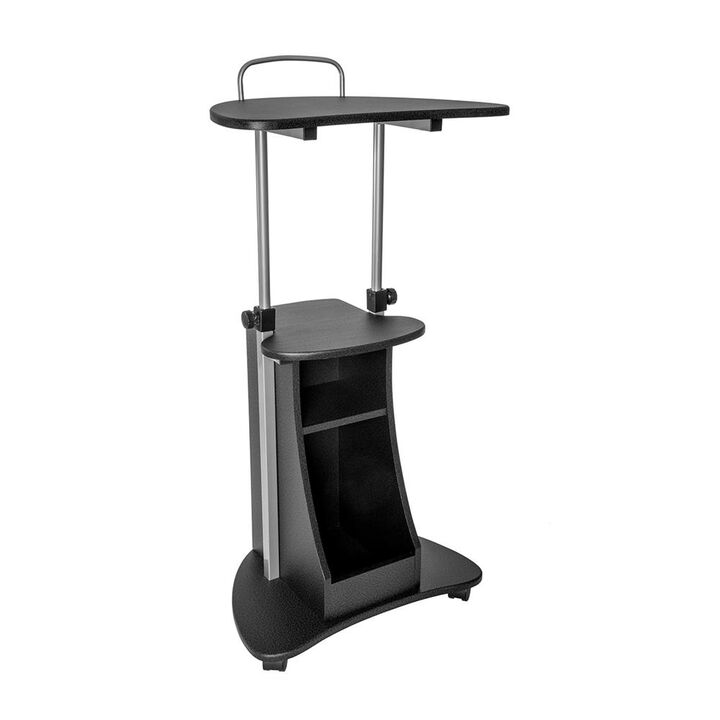 Techni Mobili Rolling Adjustable Height Laptop Cart With Storage. Color: Graphite