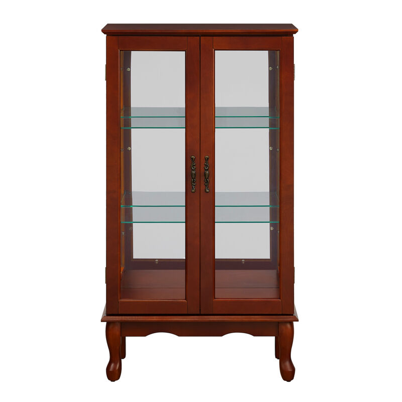 Lighted Cherry Curio Cabinet, Adjustable Shelves