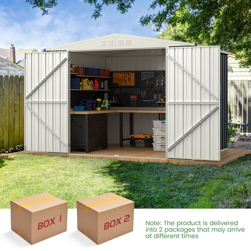 7.5 x 6.3 FT Metal Outdoor Storage Shed with Lockable Door