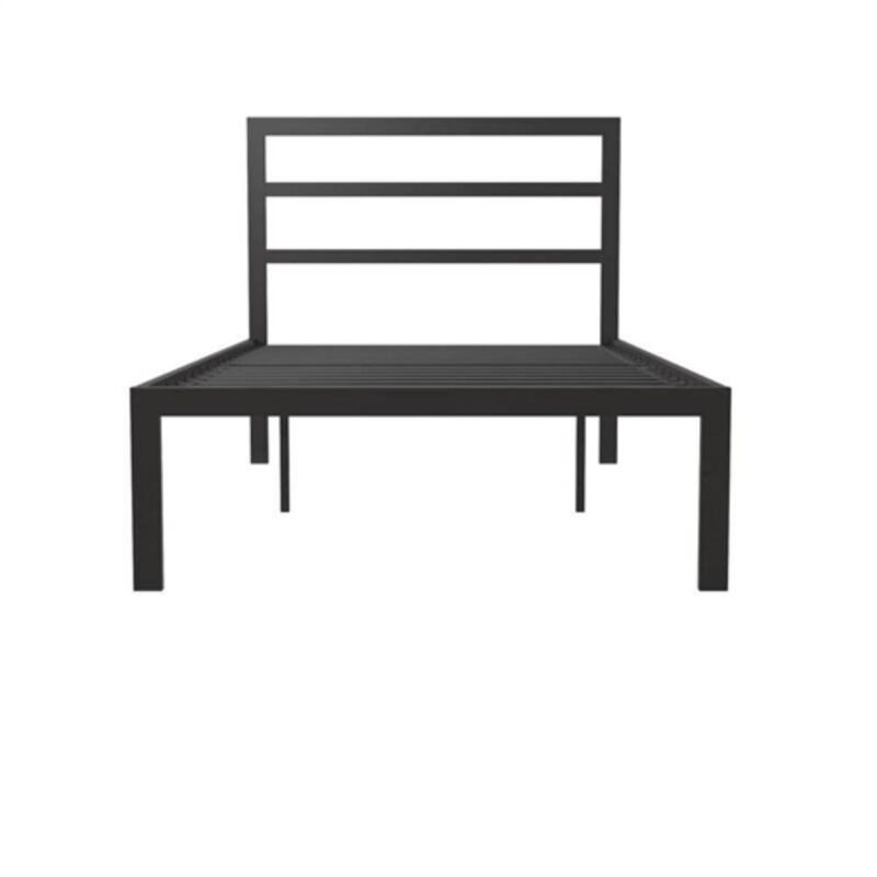 Hivvago Twin Black Metal Platform Bed Frame with Headboard Included