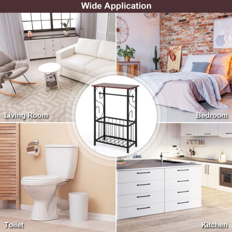 Hivvago Side Sofa Narrow Table with Removable Paper Holder for Living Room