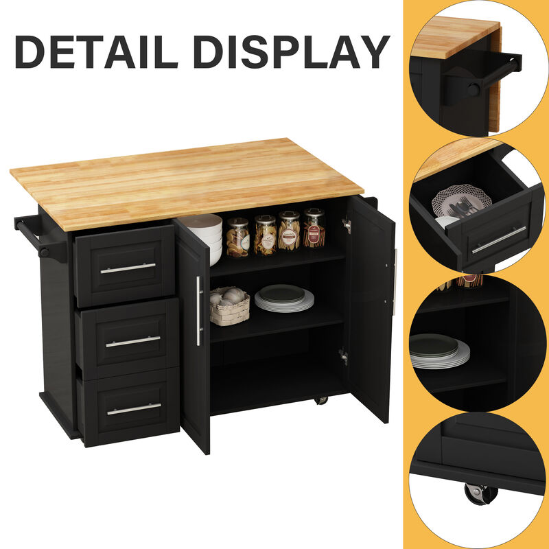 Streamdale Kitchen Island Cart with Storage Drawers & Cabinet