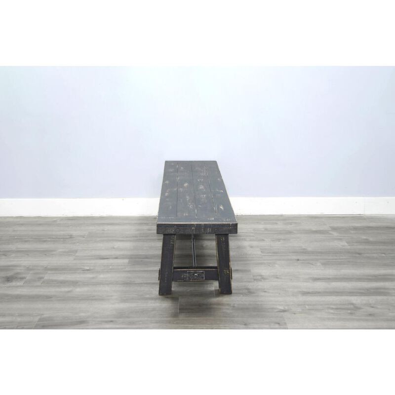 Sunny Designs 64 Black Sand Bench with Turnbuckle, Wood Seat