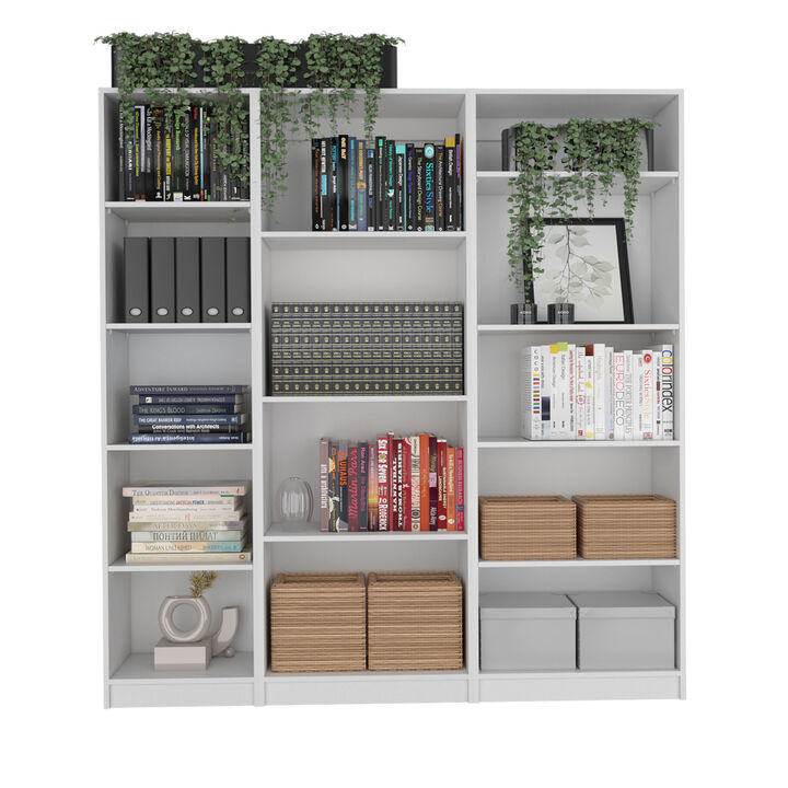 Tuin 3 Piece Living Room Set With 3 Bookcases, White