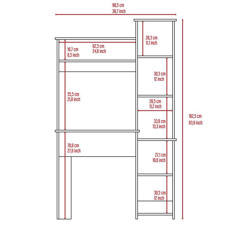 DEPOT E-SHOP Aramis Desk, Five Shelves, Two Superior Shelves, Black