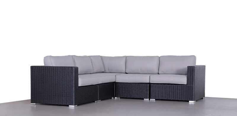 Living Source International Fully Assembled 94" Wide Outdoor Wicker Patio Sectional with Cushions New (Black)