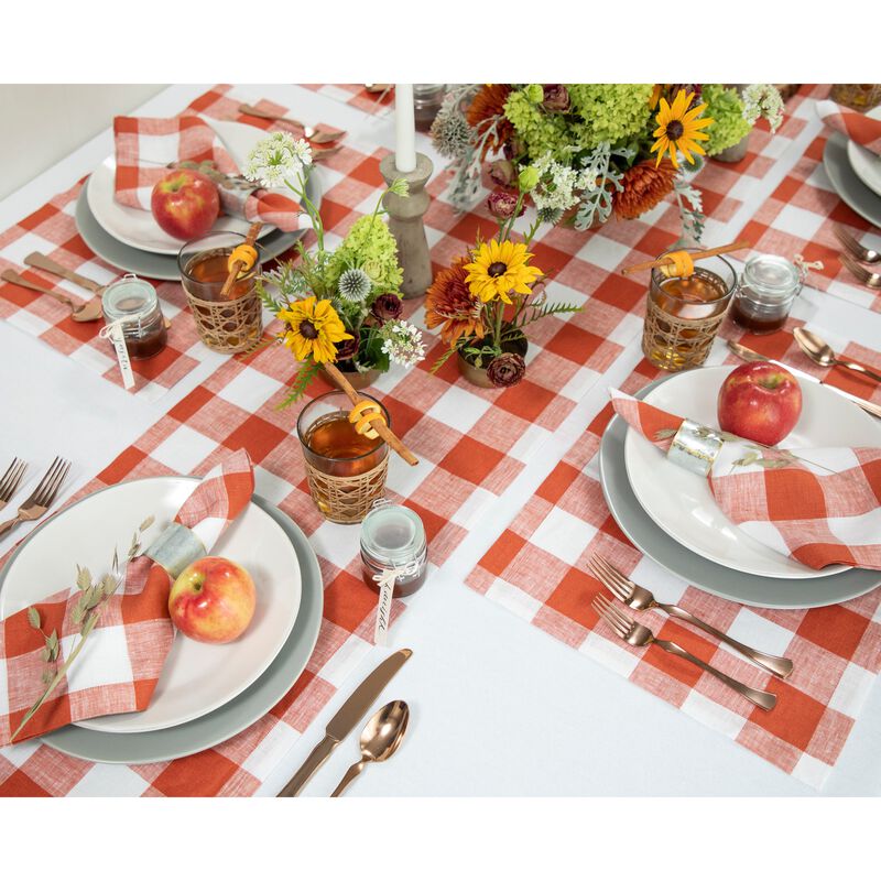 Solino Home 100% Pure Linen Buffalo Check Dinner Napkins 20 x 20 Inch Set of 4