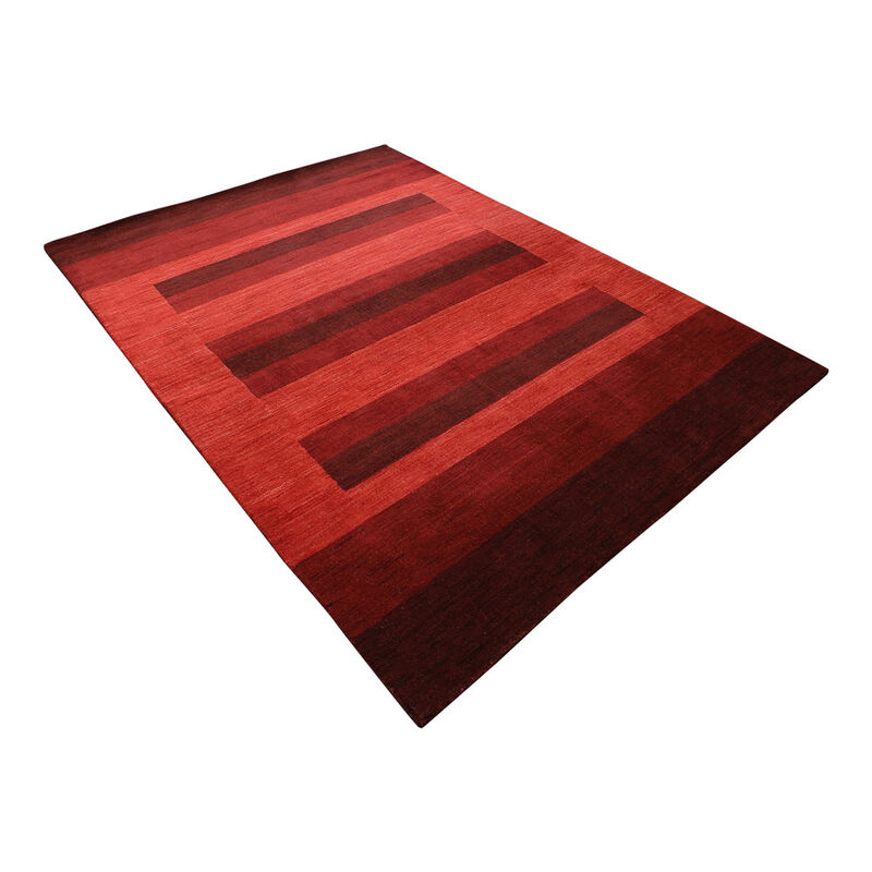 RUGSOTIC CARPETS HAND KNOTTED LOOM WOOL ECO-FRIENDLY AREA RUGS  - 8'x10', Rectangle, Rust Color, Contemporary Modern Design, High Pile Thick Handmade Anti Skid Rugs for Living Room (L0B904)