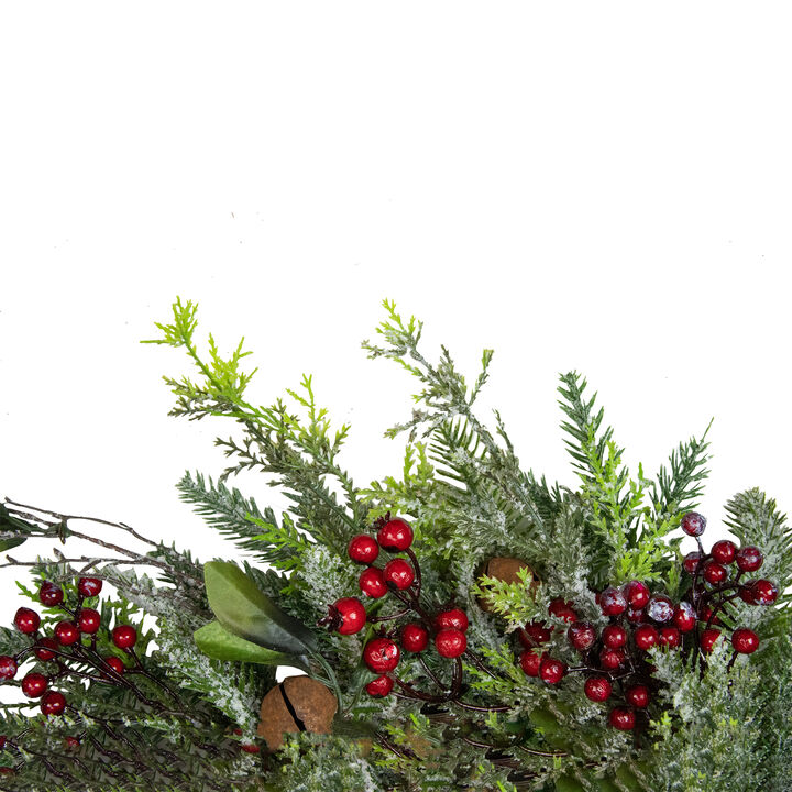 Frosted Pine and Berry Artificial Christmas Wreath  25-Inch  Unlit